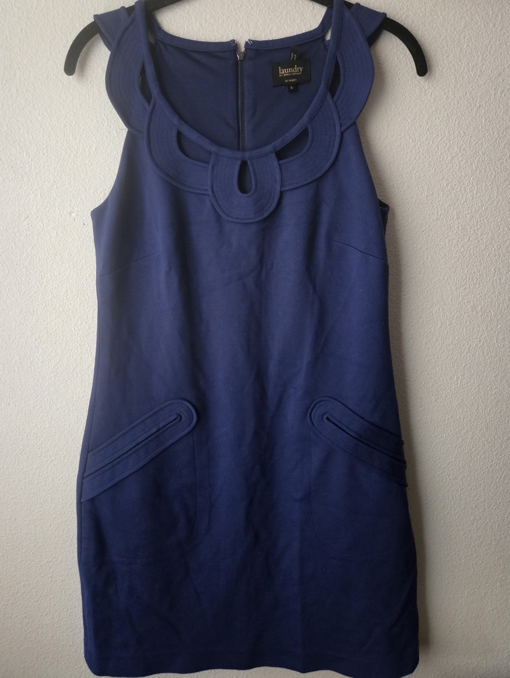 Laundry By Shelli Segal Royal Blue Sleeveless Shift Dress with Cutout Neckline